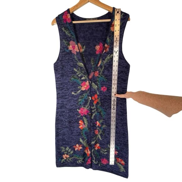 Peruvian Connection Blue Duster Alpaca Blend Cardigan Sweater Womens SIZE MEDIUM - Picture 4 of 13